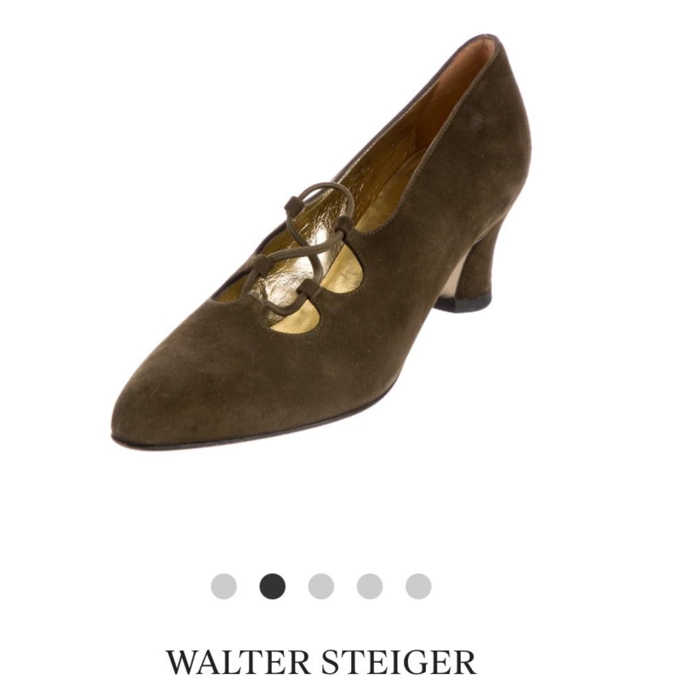 ⚜️ Walter Steiger OLIVE SUEDE PUMP VTG DEADSTOCK  8 1/2 AA